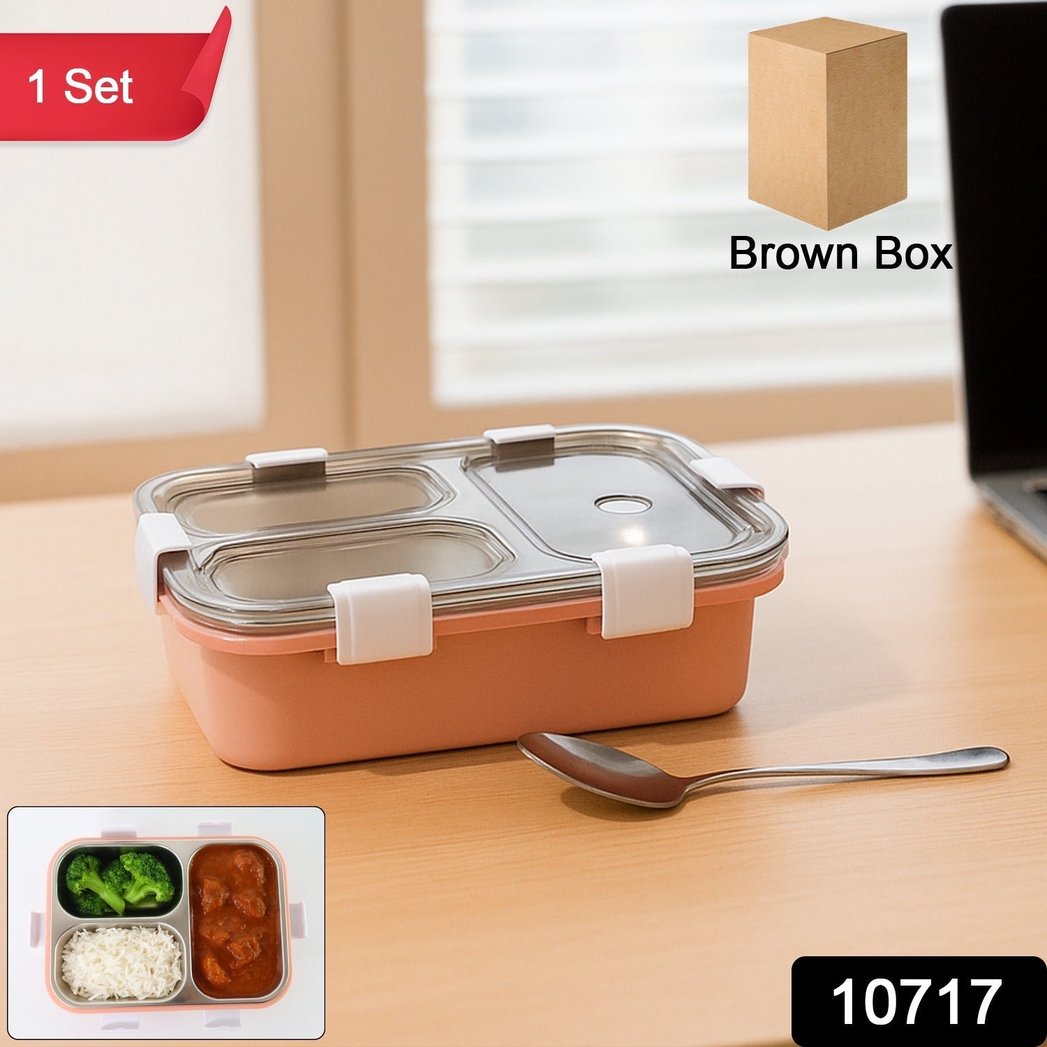 3-Compartment Lunch Box - (1 Pc) 3-Compartment Lunch Box - (1 Pc)